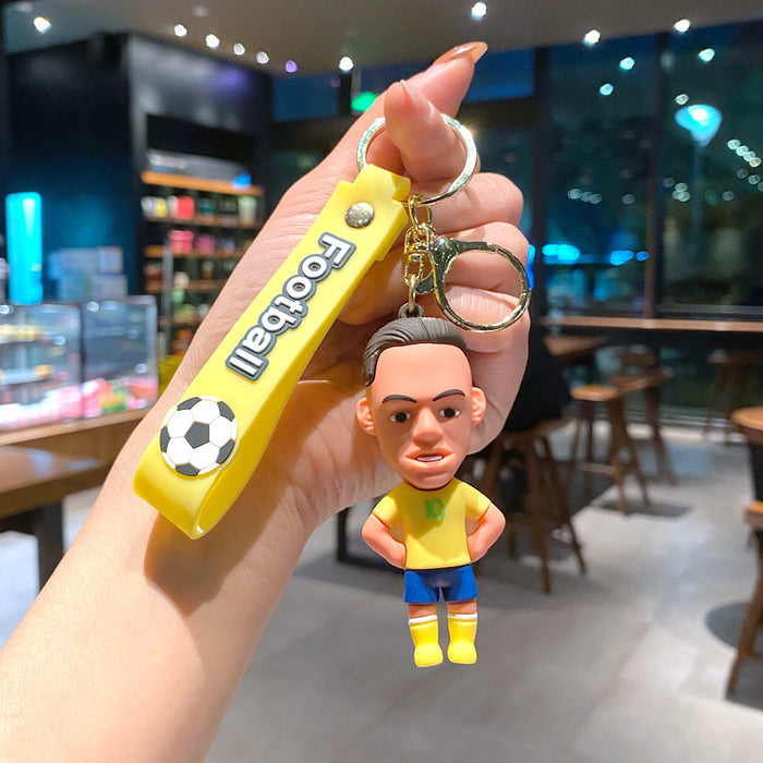 Wholesale Metal Soccer Star Cartoon Keychain Decorative Car Key Accessory MOQ≥2
