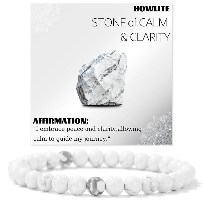 Wholesale 6mm stone bead bracelet with elastic cord card packaging