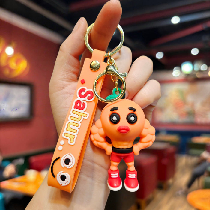 Wholesale Doll Keychain Mythical Beast Quirky Abstract Wooden Stick Man Shark Small Pendant