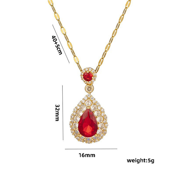 Wholesale  micro inlaid zircon full zirconium emerald necklace women