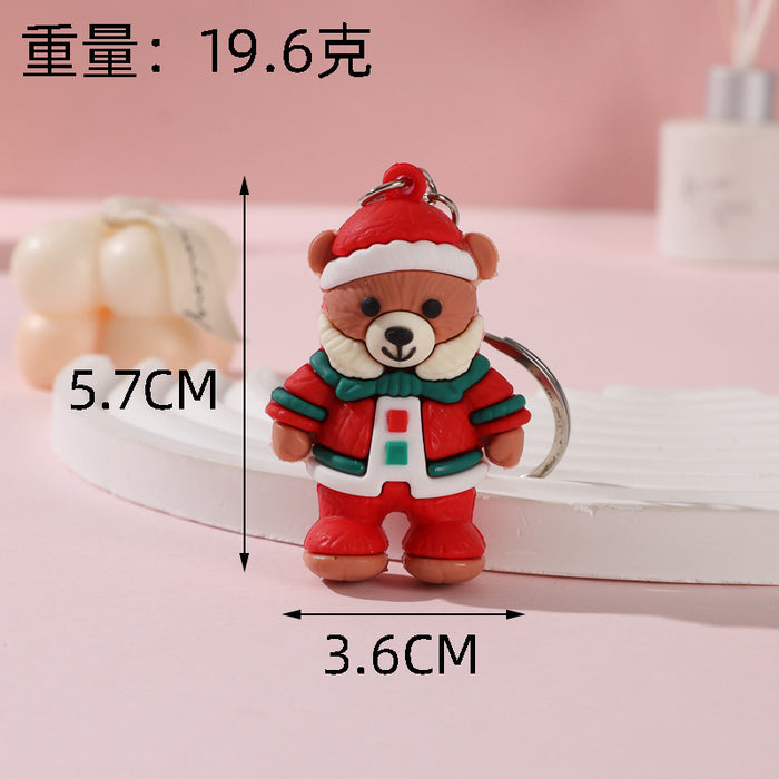 Wholesale Cute Christmas bear keychain schoolbag pendant doll  keychain Christmas activity small gift