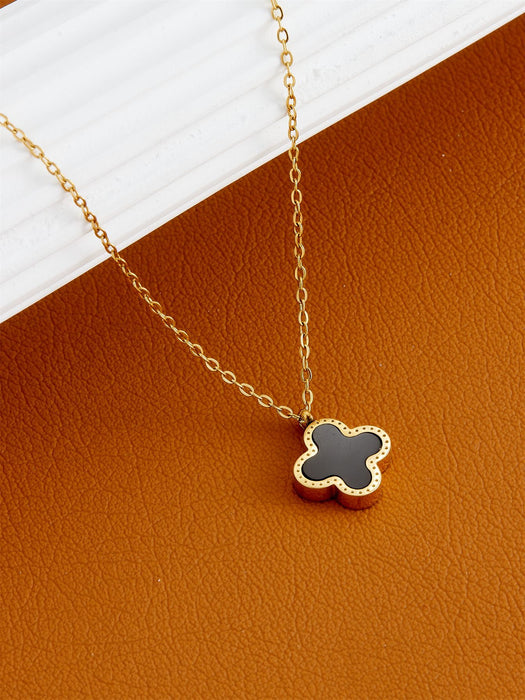 Wholesale Black and Red Four-leaf Clover Necklace Women's