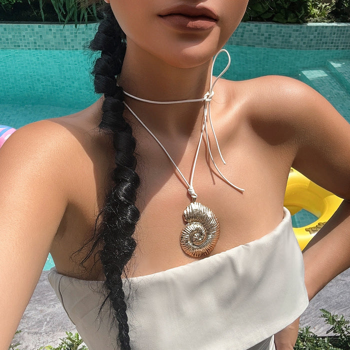 Wholesale Conch Symbol Holiday Beach Necklace Bohemian Starfish Pendant Exaggerated Ocean Mermaid Necklace