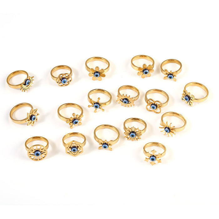 Wholesale New Retro Color Preserved Stainless Steel Mixed Devil's Eye Ring Wholesale in Multiple Styles