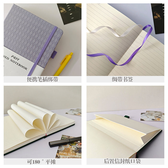 Wholesale A5 Thick Faux Leather Notebook with Rhombus Pattern