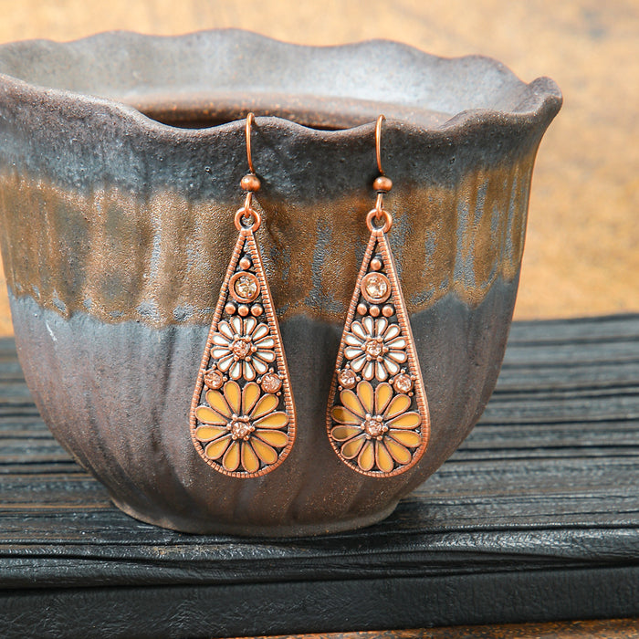 Wholesale 2pcs retro ethnic geometric turquoise earrings