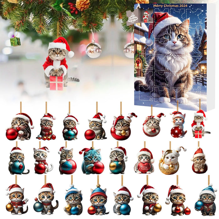 Wholesale  Christmas Countdown Blind Box Cute Cat Acrylic Pendant