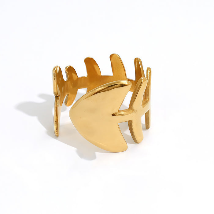 Wholesale Jewelry Stainless Steel Fishbone Open Ring for Women