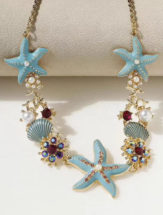 Wholesale Beach Vacation Sea Starfish Shell Bracelet Women' s Bohemian Pearl Earrings