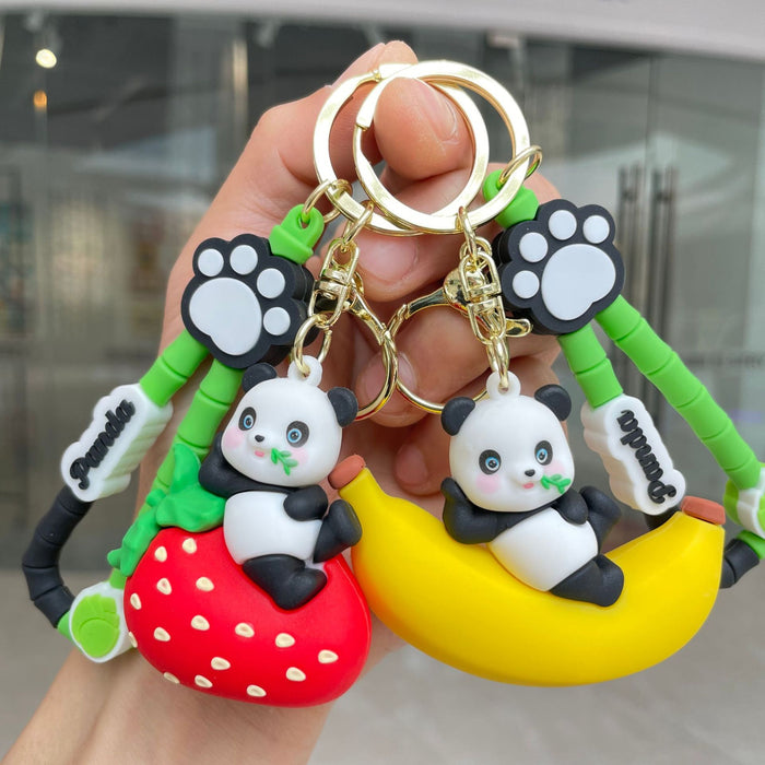 Wholesale Fruit Panda Keychain Keychain Backpack Pendant Doll Grabbing Machine Doll