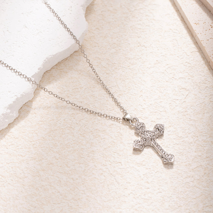 Wholesale Niche Design Cross Necklace Retro Light Luxury Charm Clavicle Chain Jewelry