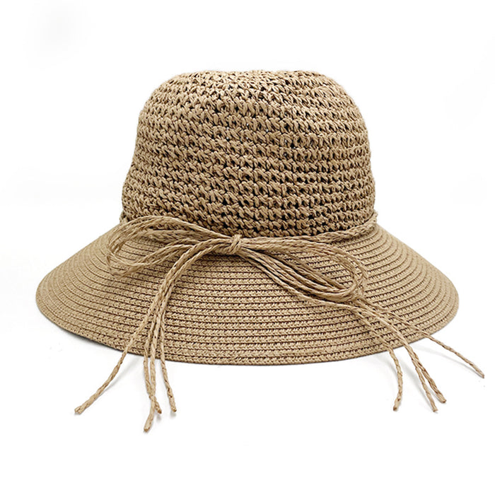 Wholesale Hat Women's Fisherman Hat Sun Protection Hat Large Brim Spliced Paper Straw Hat