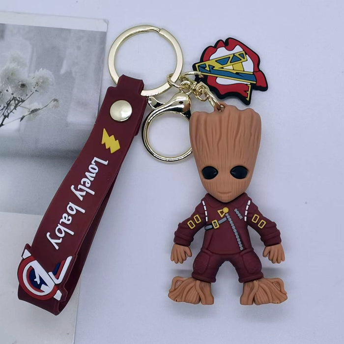 Wholesale small tree people raccoon doll key chain pendant couple bag car key chain accessories gift