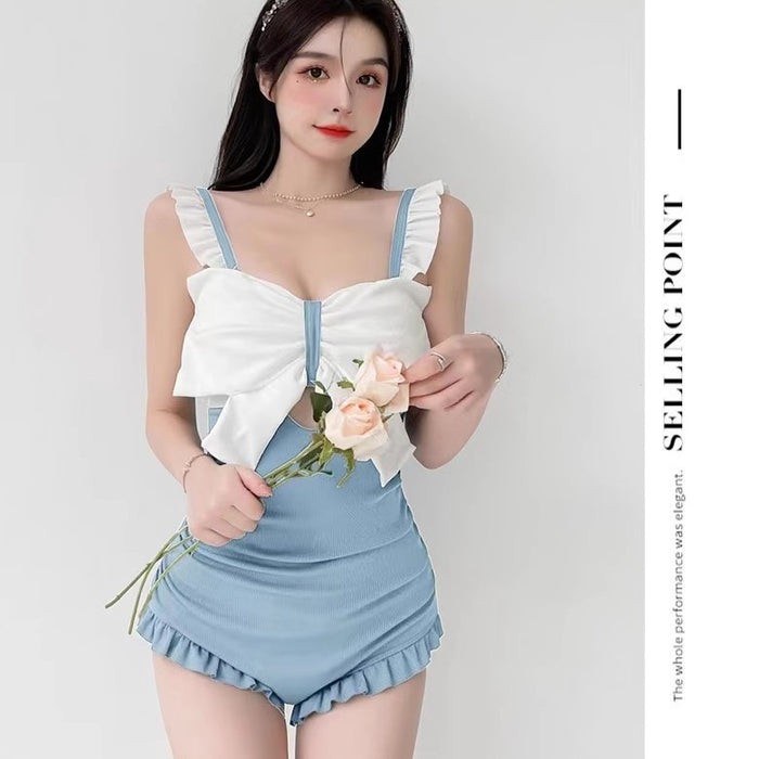 Wholesale New Cute Girl Butterfly Knot Triangle Women's Belly Covering and Slimming Dew Hot Spring Outfit One Piece Swimsuit