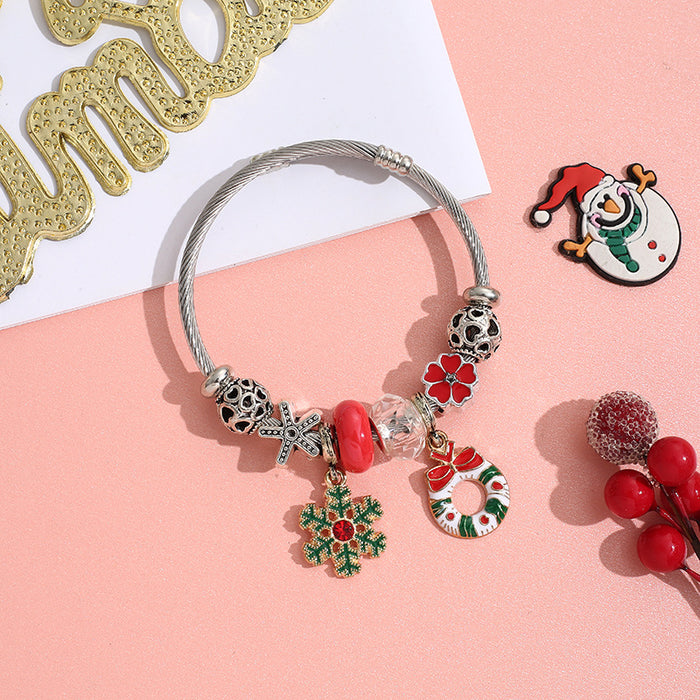 Wholesale Stainless Steel Christmas Beaded Bracelet MOQ≥2