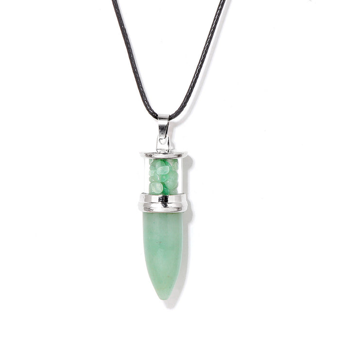 Wholesale Bullet shaped pendant necklace with inlaid embellishments