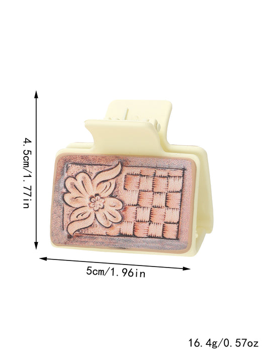 Wholesale Western Style Medium Leather Hairpin Sunflower Shark Clip Women' s Grab Clip
