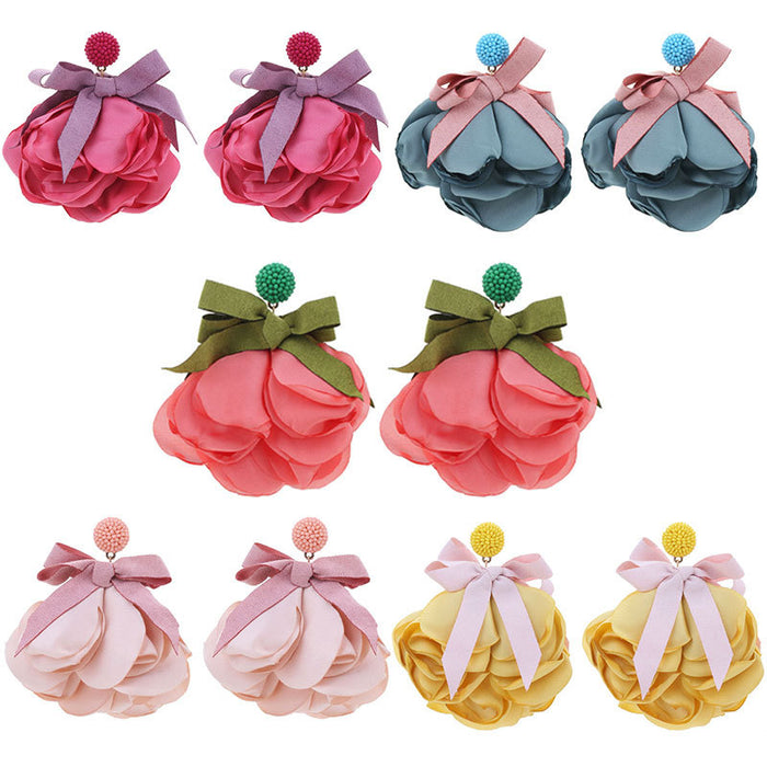 Wholesale Original Fabric Bow Flower Earrings JDC-ES-Gute059