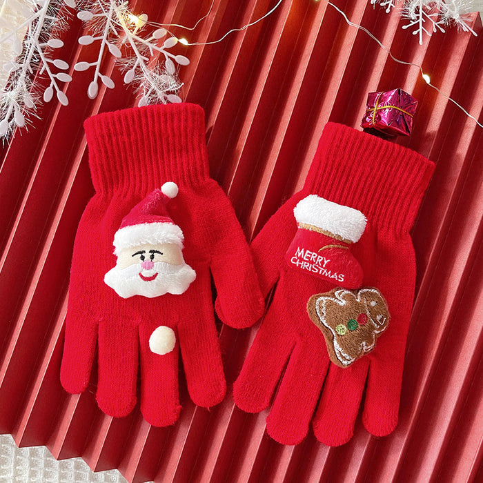 Wholesale Red gloves women' s winter elk couple gift cute thick five-finger warm gloves