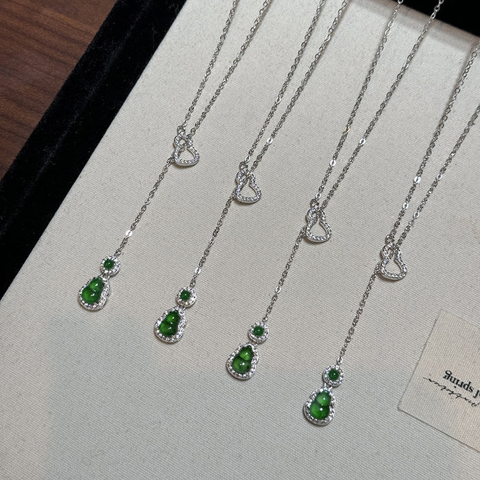 Wholesale Pure silver jade necklace, light luxury, niche temperament, collarbone chain, high-end necklace