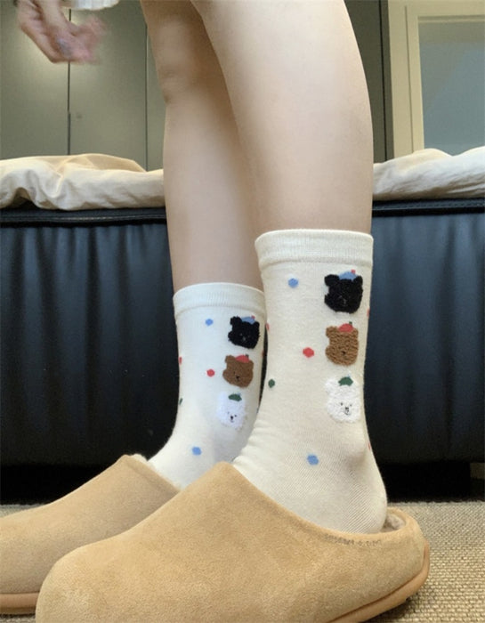 Wholesale Colorful polka dot tube socks for girls, pure cotton pile socks