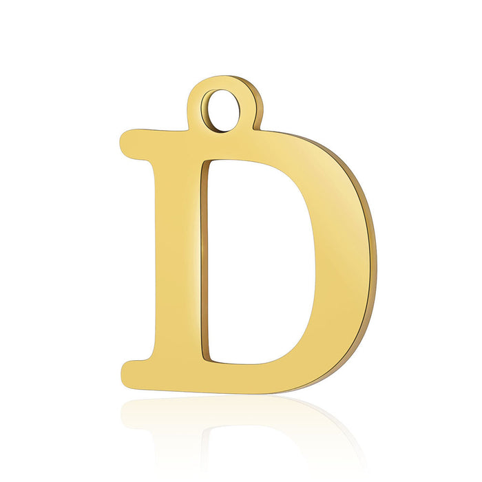 Wholesale 5 Pcs Titanium Steel Letter 26 Gold Capital English Letter Pendants JDC-PT-QZ001