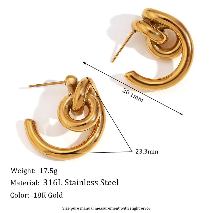 Wholesale Fashionable and versatile retro niche earrings made of stainless steel gold-plated irregular geometric heart-shaped earrings