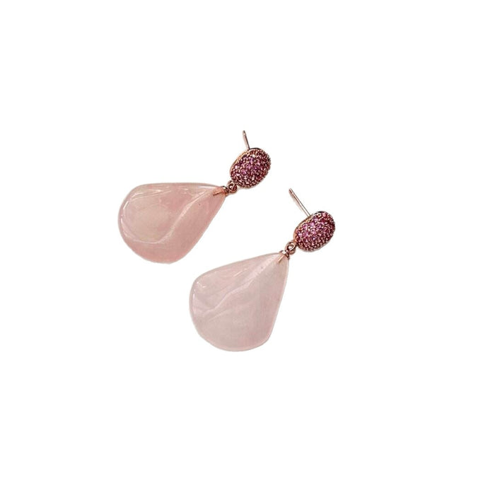 Wholesale Fashionable water droplet shaped natural earrings with a simple and niche design, inlaid with earrings
