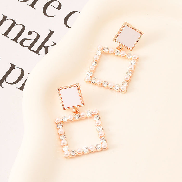 Wholesale Square Diamond White stud earrings