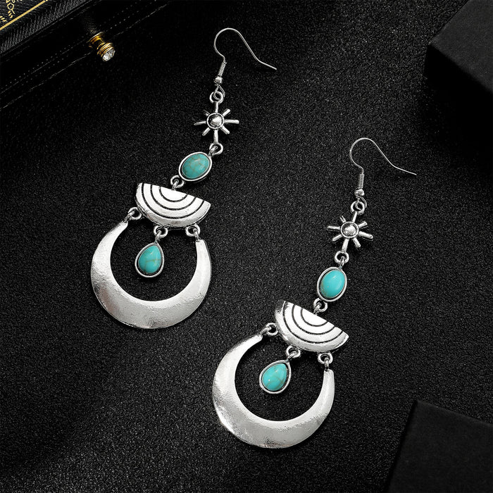Wholesale 2pcs Retro Bohemian Style Turquoise Earrings