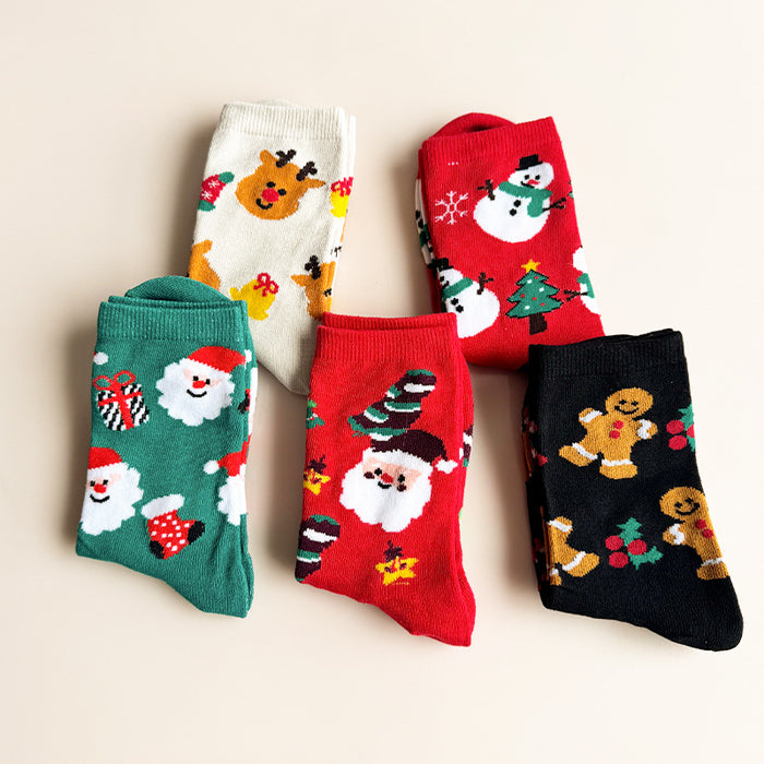 Wholesale 5pcs Autumn and winter fashion Christmas stockings  elk snowman gingerbread man cartoon stockings