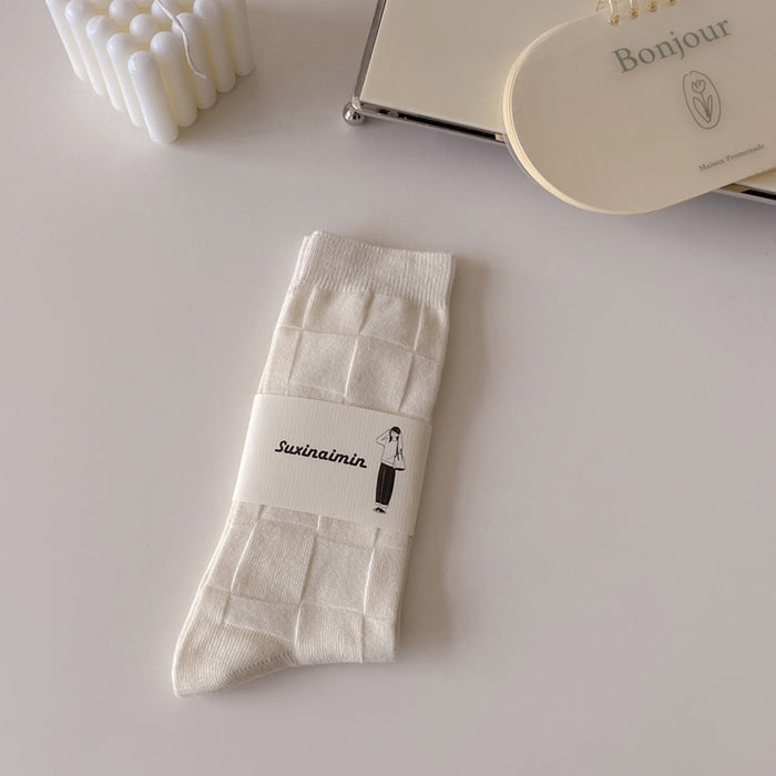 Wholesale Mid length socks, pure cotton socks, stacked socks, simple solid color long socks