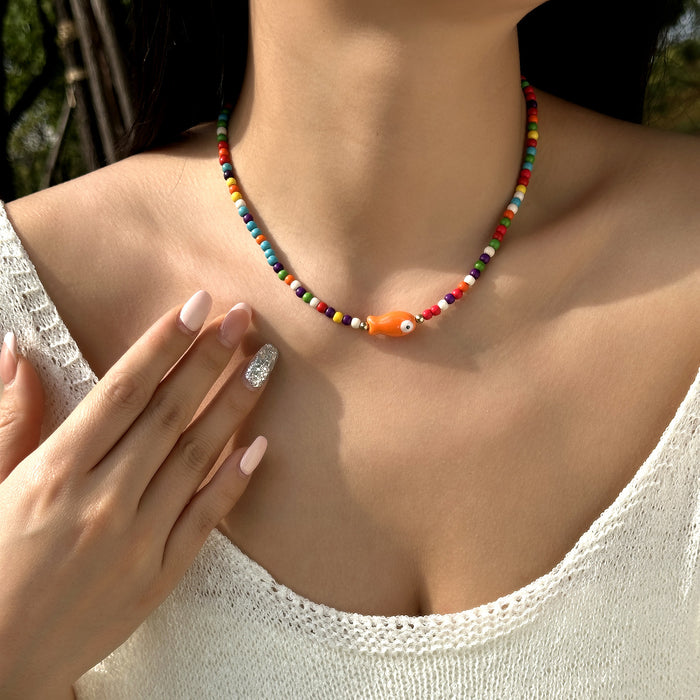 Wholesale Boho Beach Shell Pendant Necklaces Polymer Clay Beaded Choker