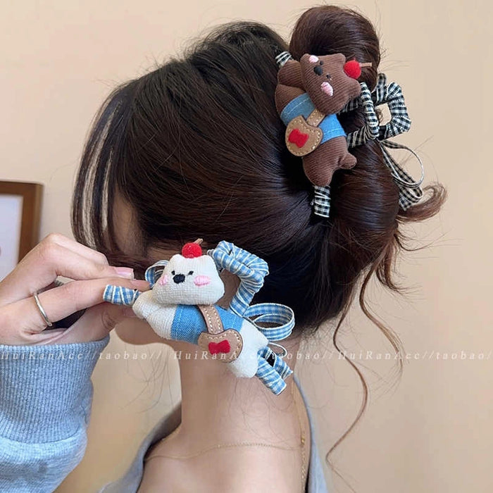 Wholesale Super cute 3D bear hair clips with bows