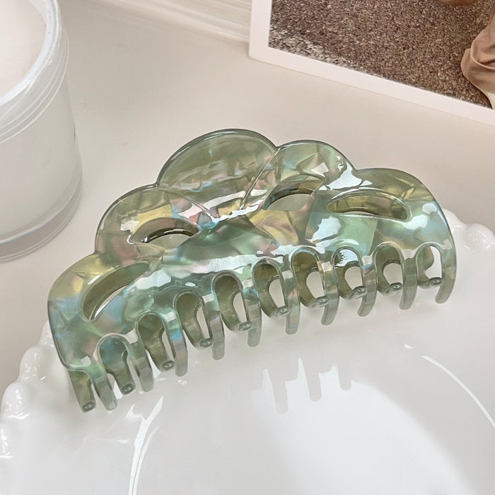 Wholesale Cloud Pattern Hollow Hair Clip Colorful Green PVC Fashion Accessory