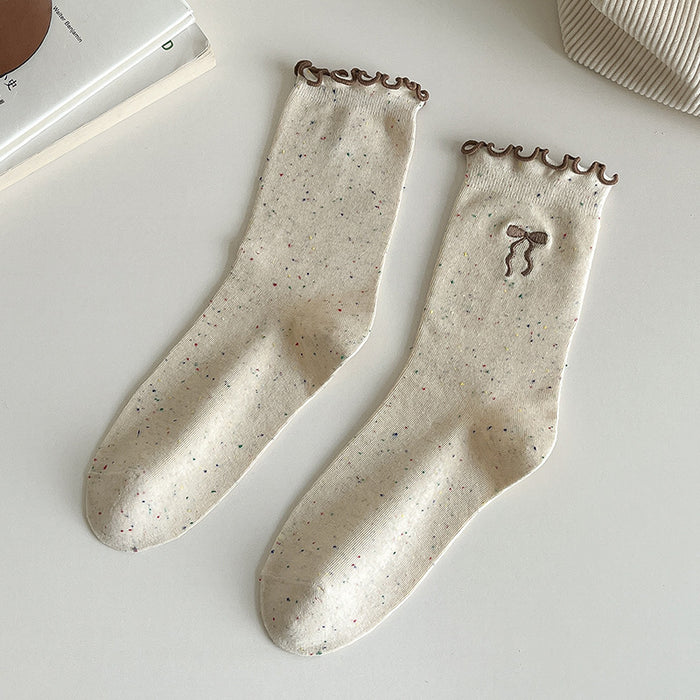 Wholesale New Socks Stacking Socks Cute Embroidered Bow Middle Socks