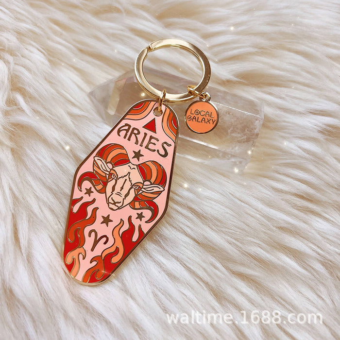 Wholesale 12 Zodiac Signs Alloy Keychain Stylish Car Key Accessory MOQ≥5