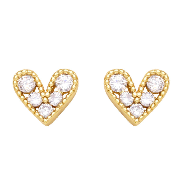 Wholesale Mini Zircon Heart Earrings JDC-ES-AS085