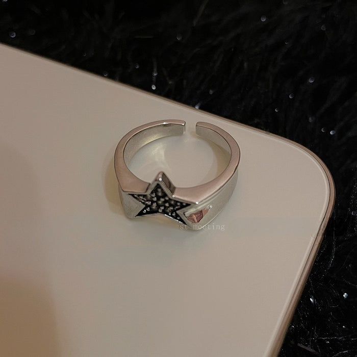 Wholesale Vintage vintage niche star ring with adjustable opening ring, dark punk index finger ring, men's and women's ring sets