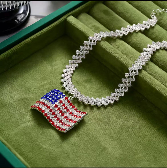 Wholesale Independence Day Rhinestone Necklace