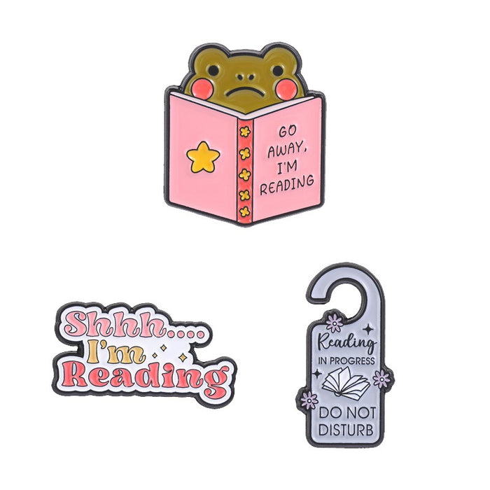 Wholesale Trendy Bookish Frog Brooch Go  I M Reading Enamel Pin For Reading Enthusiasts