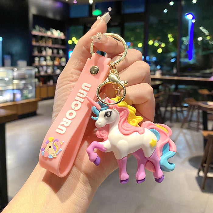Wholesale Metal Rainbow Unicorn Pony Keychain Stylish Bag Charm For Students Great Gift For Everyday Use