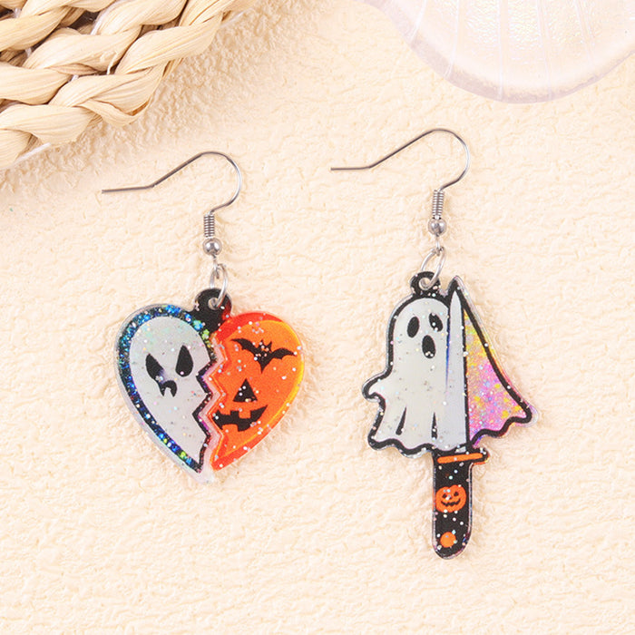 Wholesale Halloween Funny Acrylic Bat Pumpkin Ghost Earrings Trendy Jewelry Accessory MOQ≥2