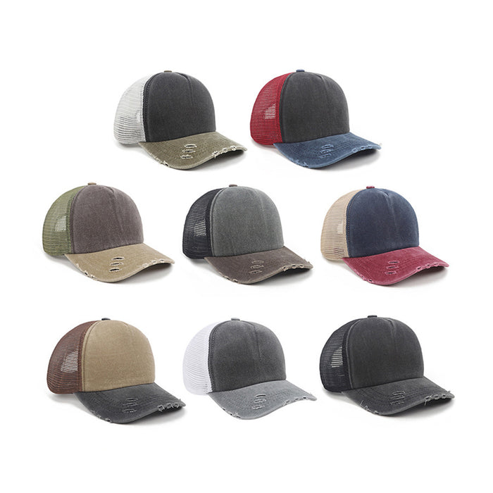 Wholesale Hat light version can be customized with embroidered LOGO for aging, washed cotton hat, breathable mesh hat, outdoor sun protection hat