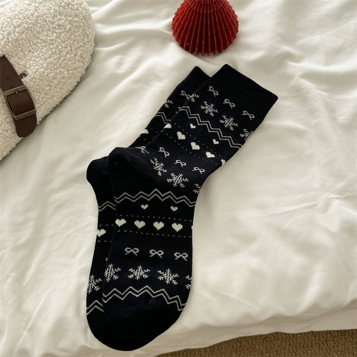 Wholesale Pure cotton socks, children's bow, heart, middle tube, stacked socks, retro style