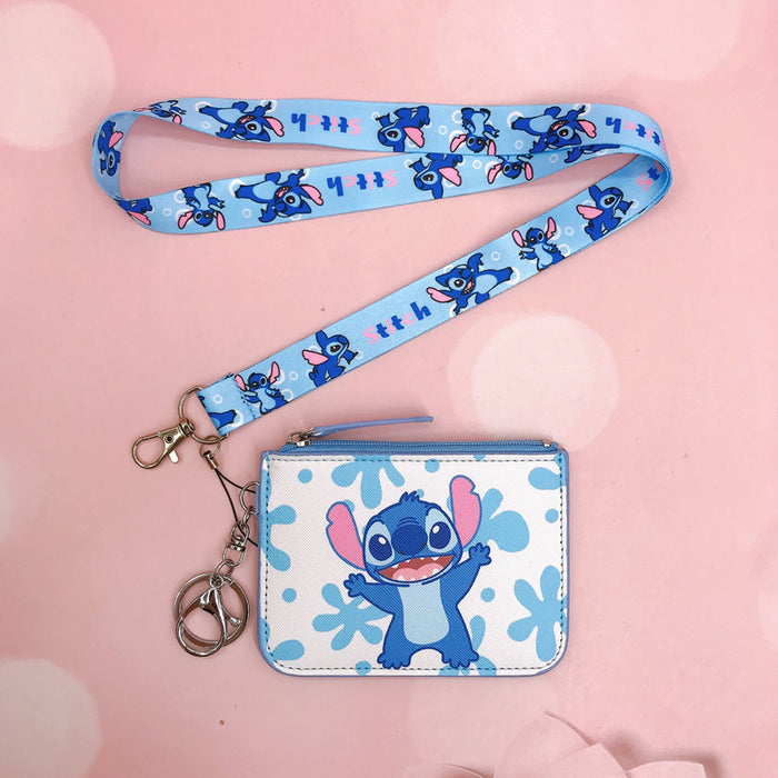 Wholesale PU Cartoon Printing with Key Chain Lanyard Card Holder Coin Purse JDC-WT-YaLL017