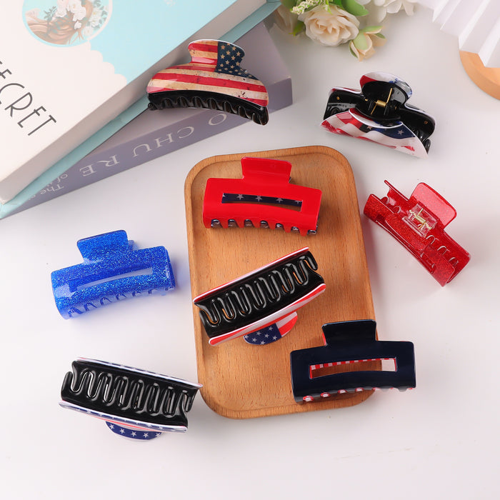 Wholesale Gold Powder Rectangular Clip Striped Star Hair Clips