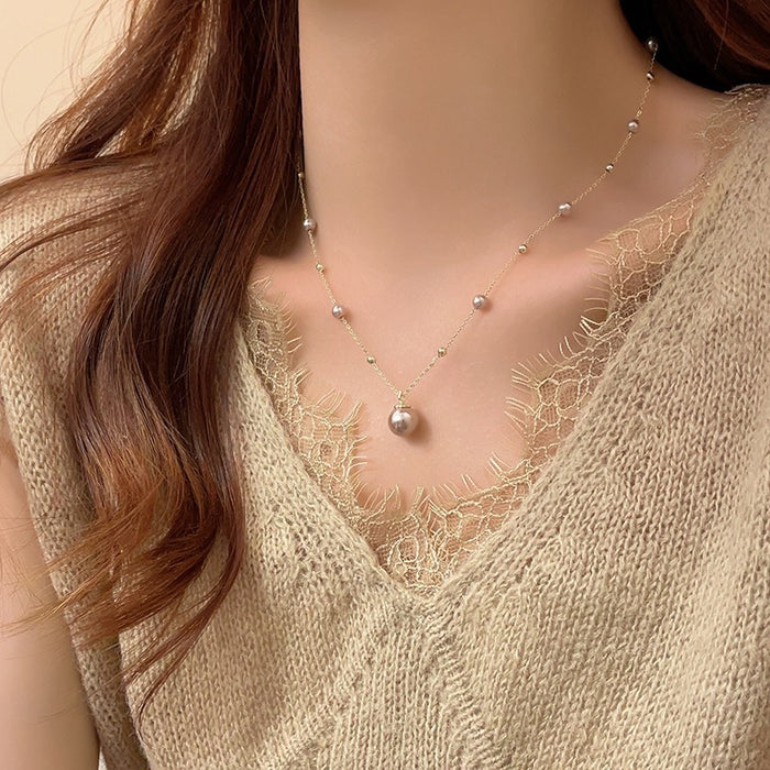 Wholesale Pearl necklace, light luxury, high-end sweater chain, fashionable and simple temperament, internet famous collarbone chain