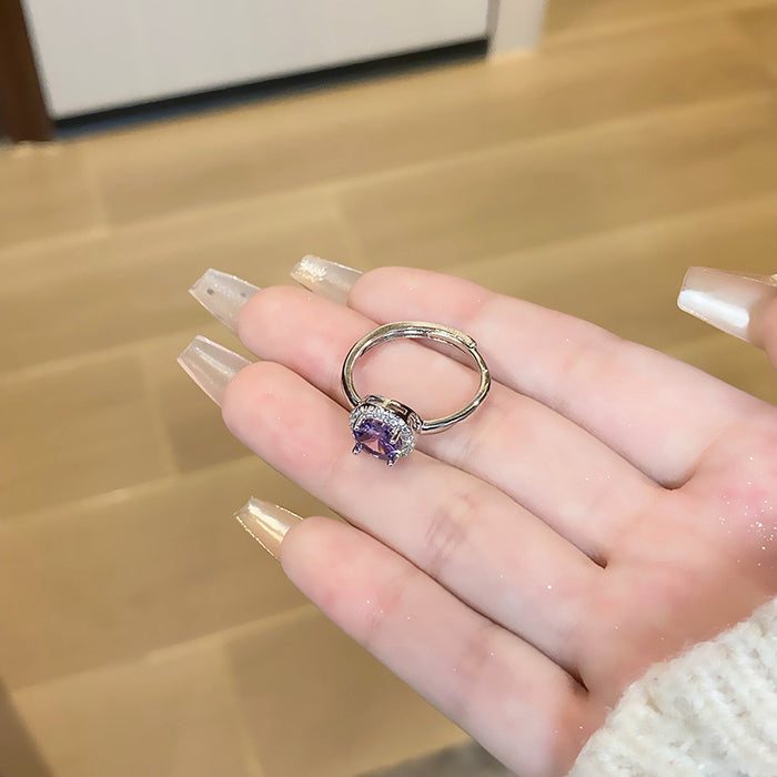 Wholesale Light luxury purple diamond zircon series temperament versatile open ring with niche design sense
