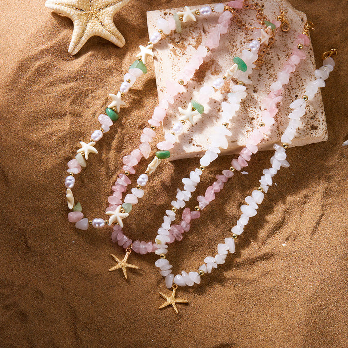 Wholesale Colorful Starfish Pendant Necklace Beach Vacation Style Casual Jewelry Accessory